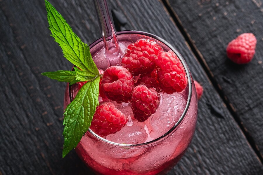 Raspberry Basil Mojito Cocktail