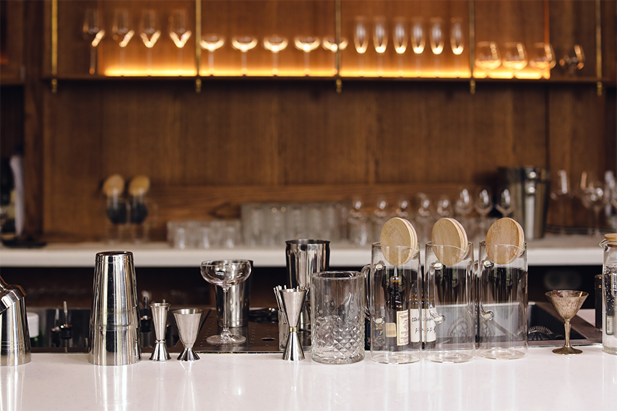 bar tools and glassware