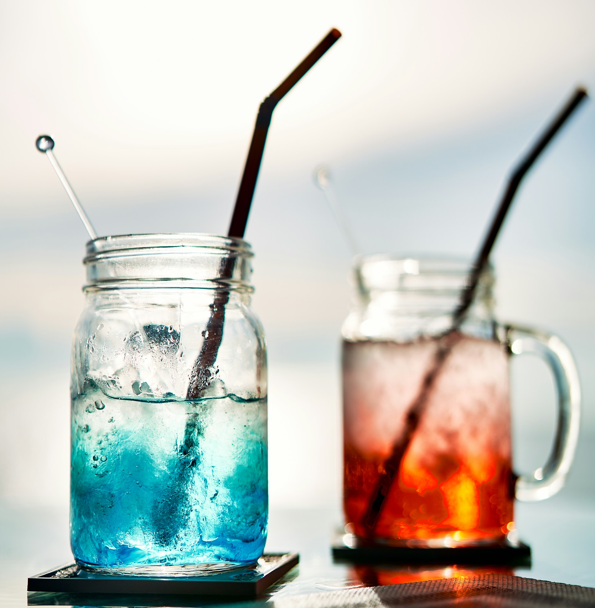 blue and red tequila drinks