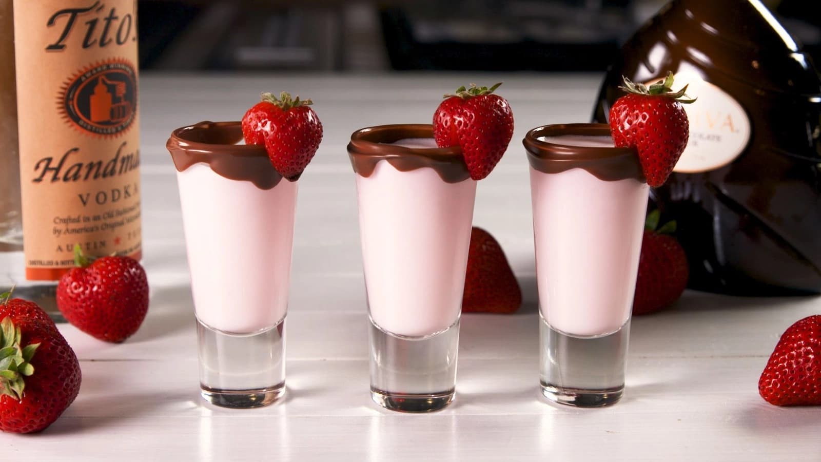 Chocolate-Covered Strawberry Shooters