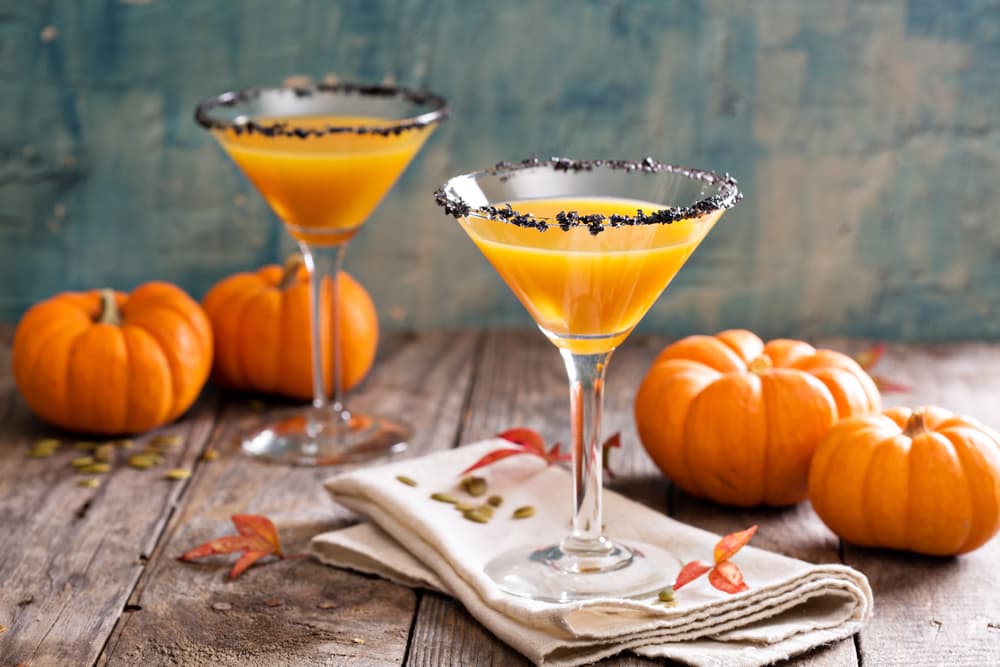 pumpkin cocktail served in martini glasses 