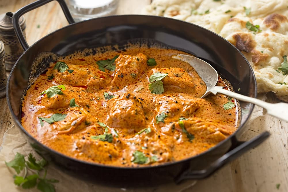 butter chicken and naan 