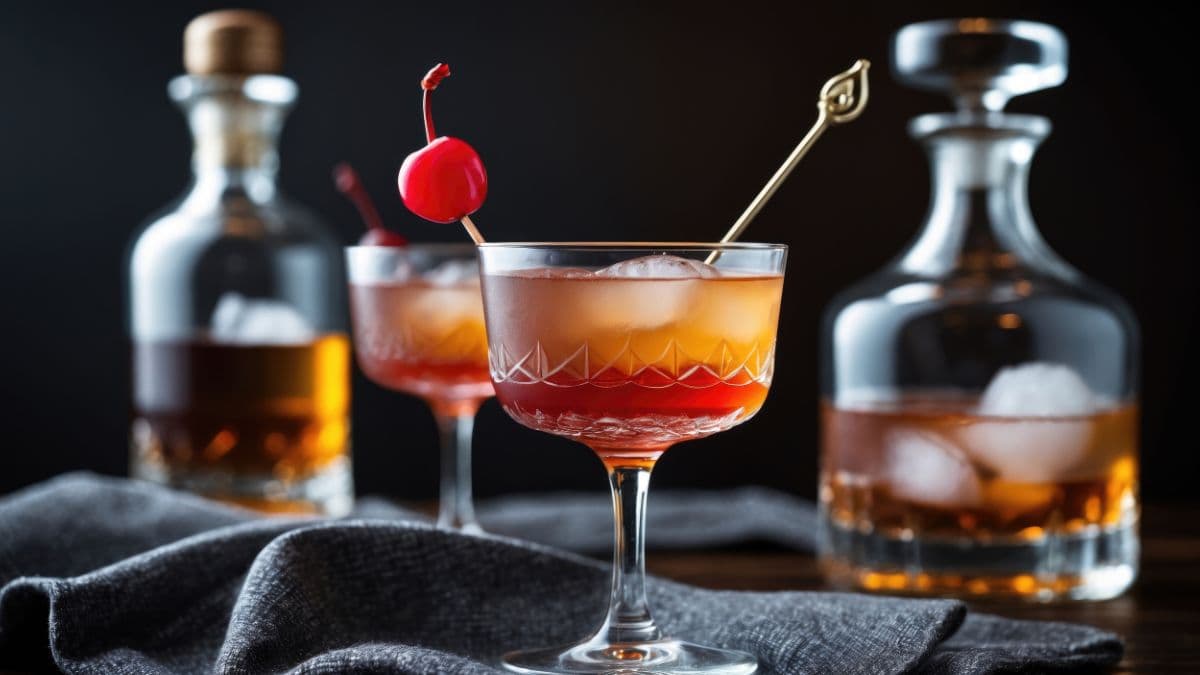 Manhattan or Rob Roy cocktails