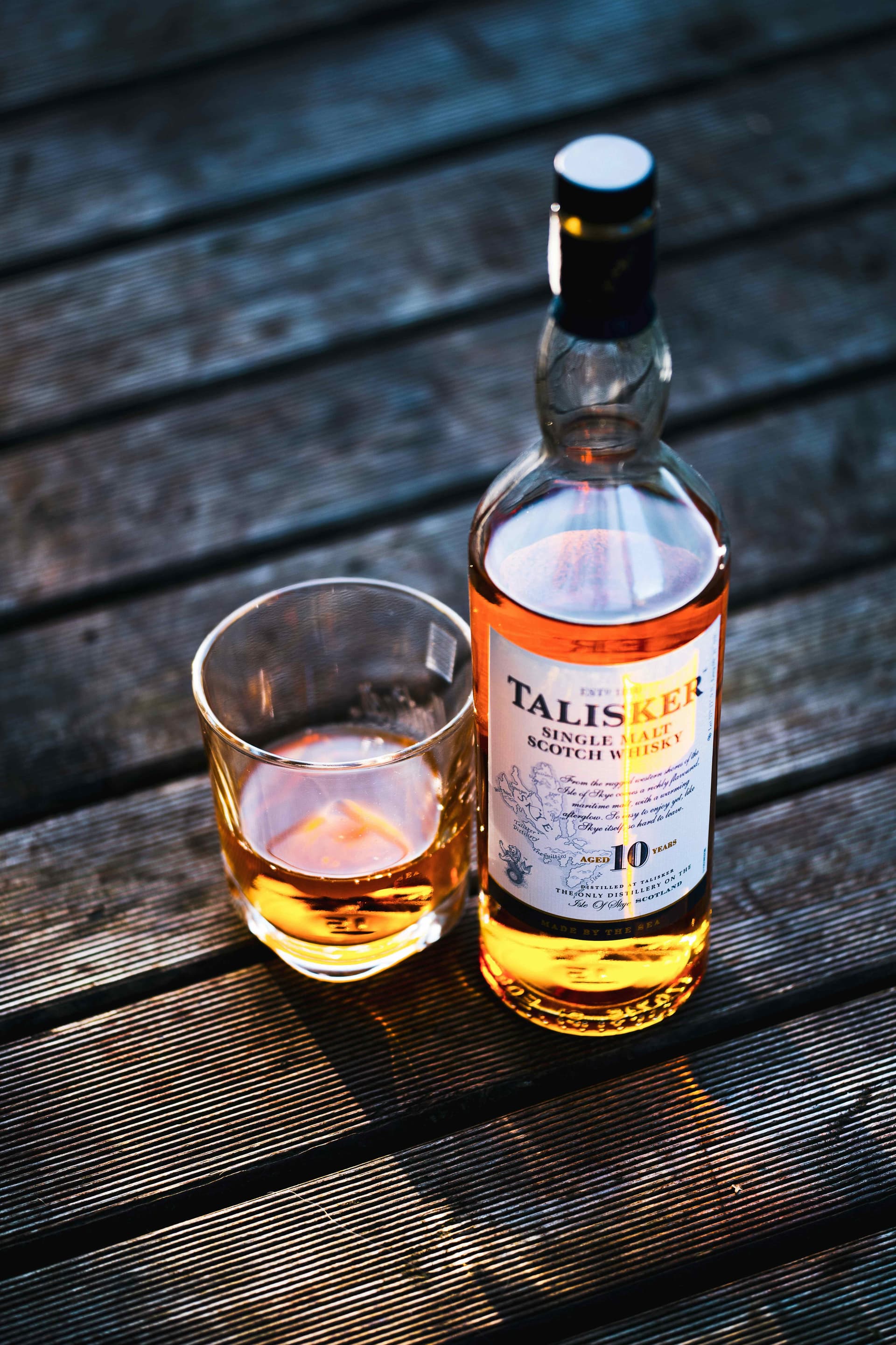 Opened whisky bottle